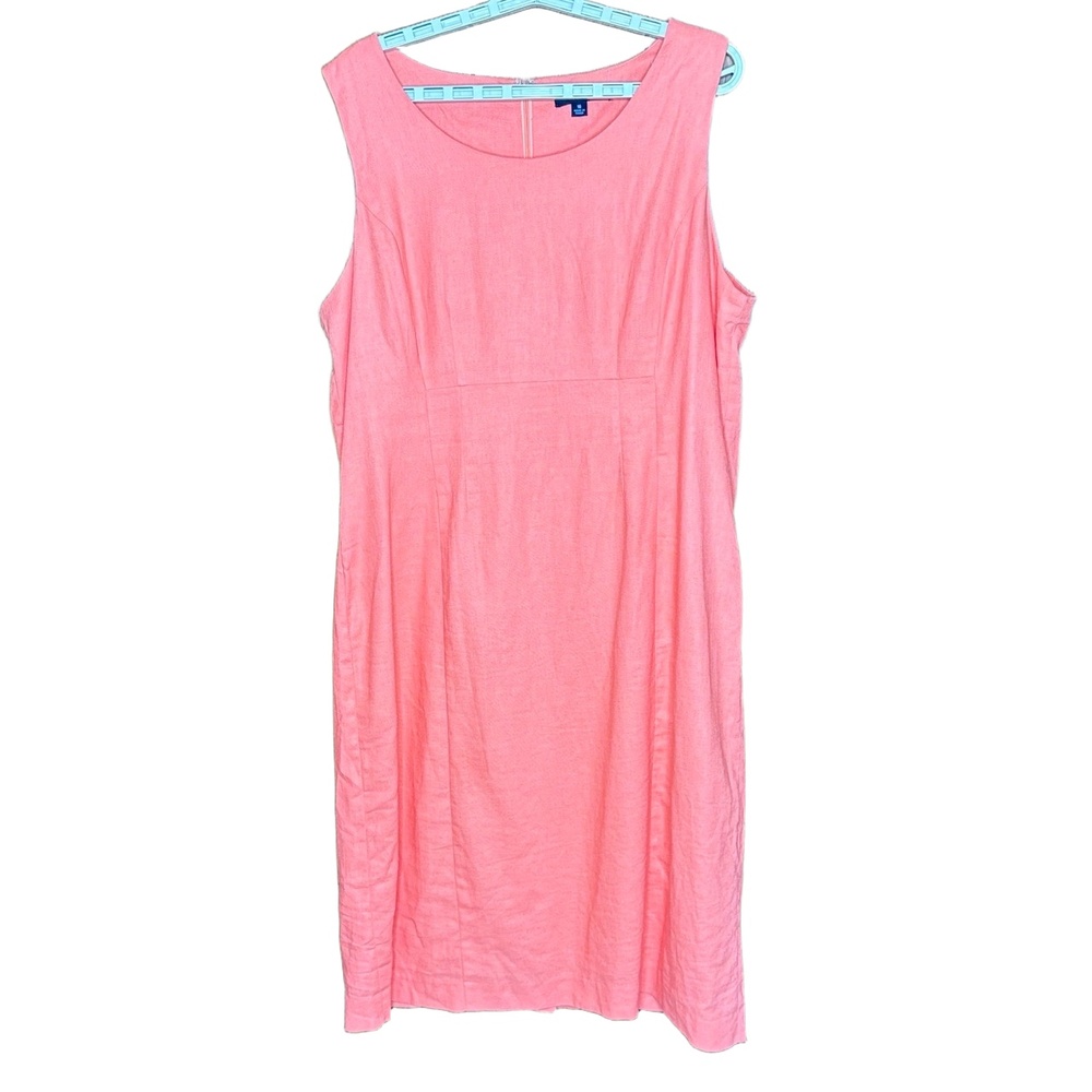 Chadwicks Of Boston Dress Womens 16 Coral Sleeveless Linen Coastal Preppy Office
